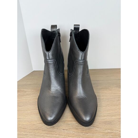 Pure Navy Women's Hulu Size 8.5 Gunmetal Gray Ankle Booties Leather Side Zip - Picture 2 of 6